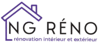 Logo Ng Réno Cuxac-Cabardès, rénovation intérieur et extérieur, design moderne violet et noir,